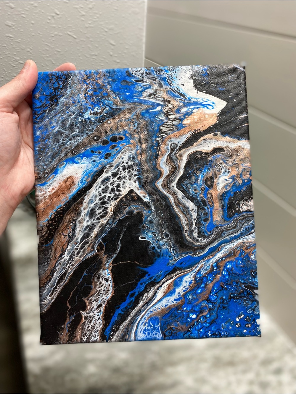 Abstract Blue and Black Canvas Art